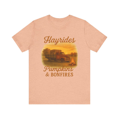 Hayrides, Pumpkins & Bonfires Tee – Rustic Fall Truck Graphic Shirt