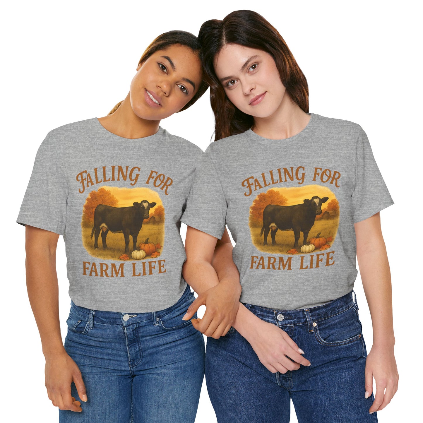Falling for Farm Life Tee – Rustic Cow & Pumpkins Fall Country Shirt
