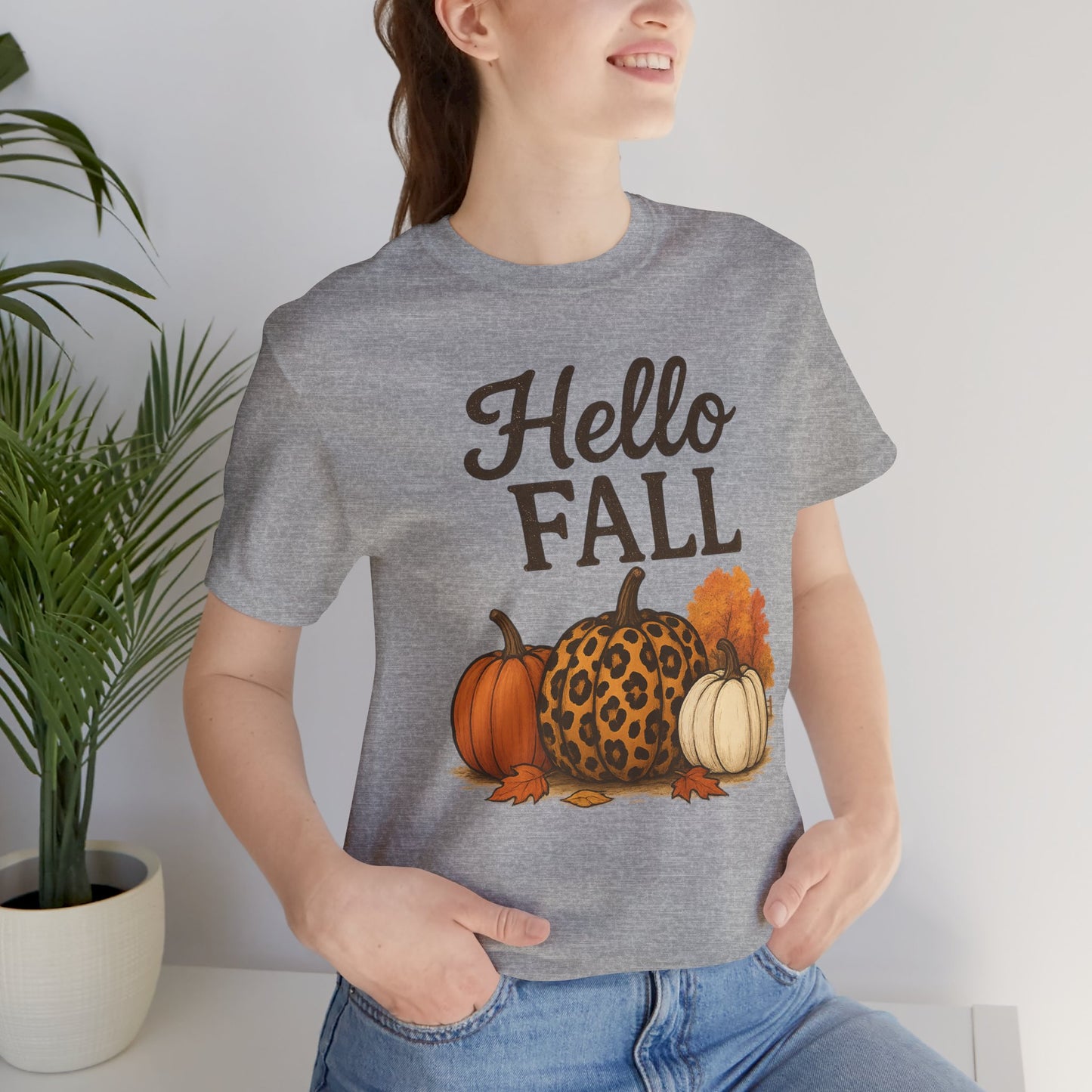 Hello Fall with Cheetah Pumpkin Tee