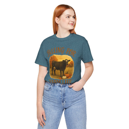 Falling for Farm Life Tee – Rustic Cow & Pumpkins Fall Country Shirt