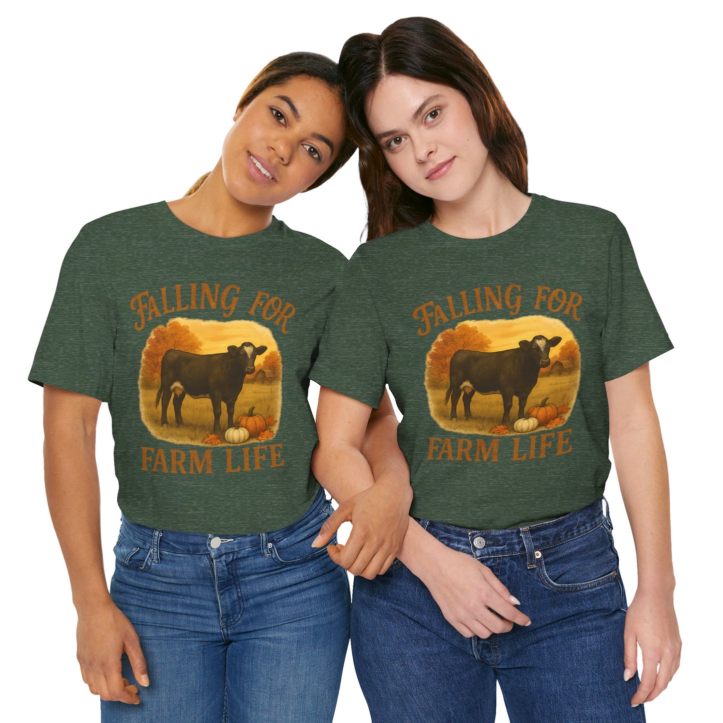 Falling for Farm Life Tee – Rustic Cow & Pumpkins Fall Country Shirt