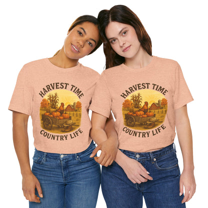 Harvest Time Country Life Tee – Rustic Farm & Pumpkin Cart Fall Shirt