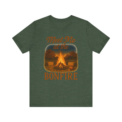 Meet Me at the Bonfire Tee – Rustic Fall Campfire Graphic Shirt
