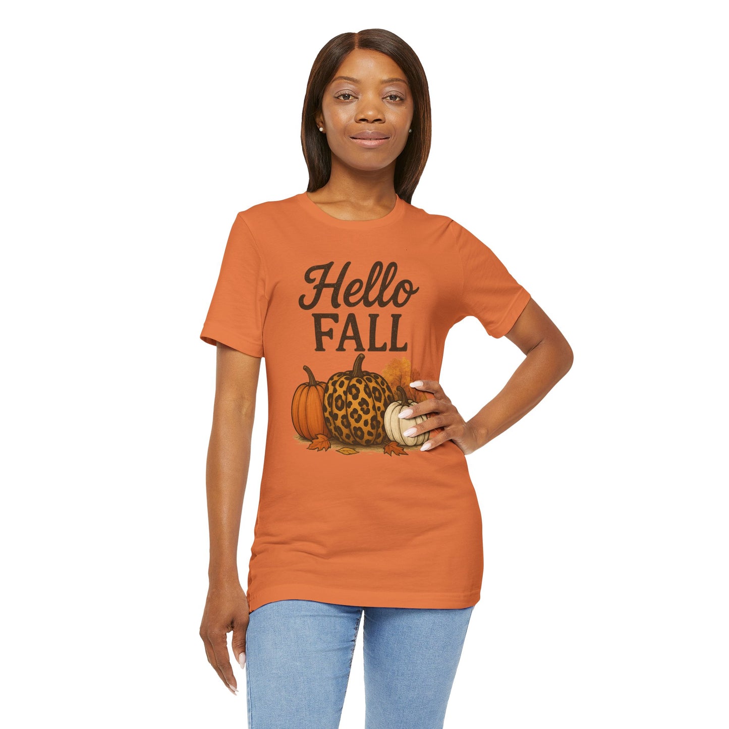 Hello Fall with Cheetah Pumpkin Tee