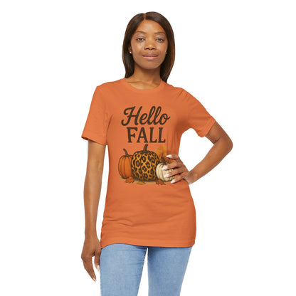 Hello Fall with Cheetah Pumpkin Tee