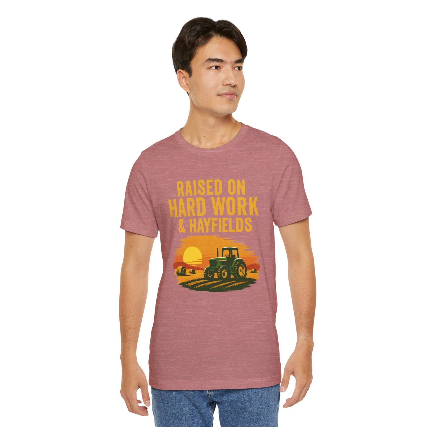 Raised on Hard Work & Hayfields Tee – Farm Life Tractor Graphic Shirt