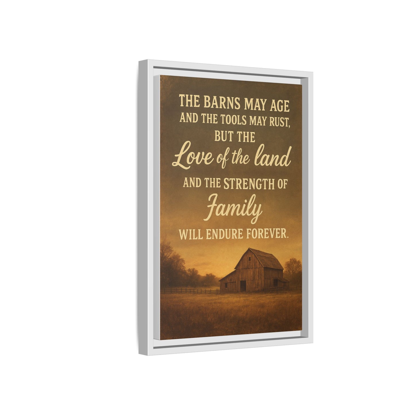 Enduring Farm Values - Rustic Barn Framed Canvas Wall Art
