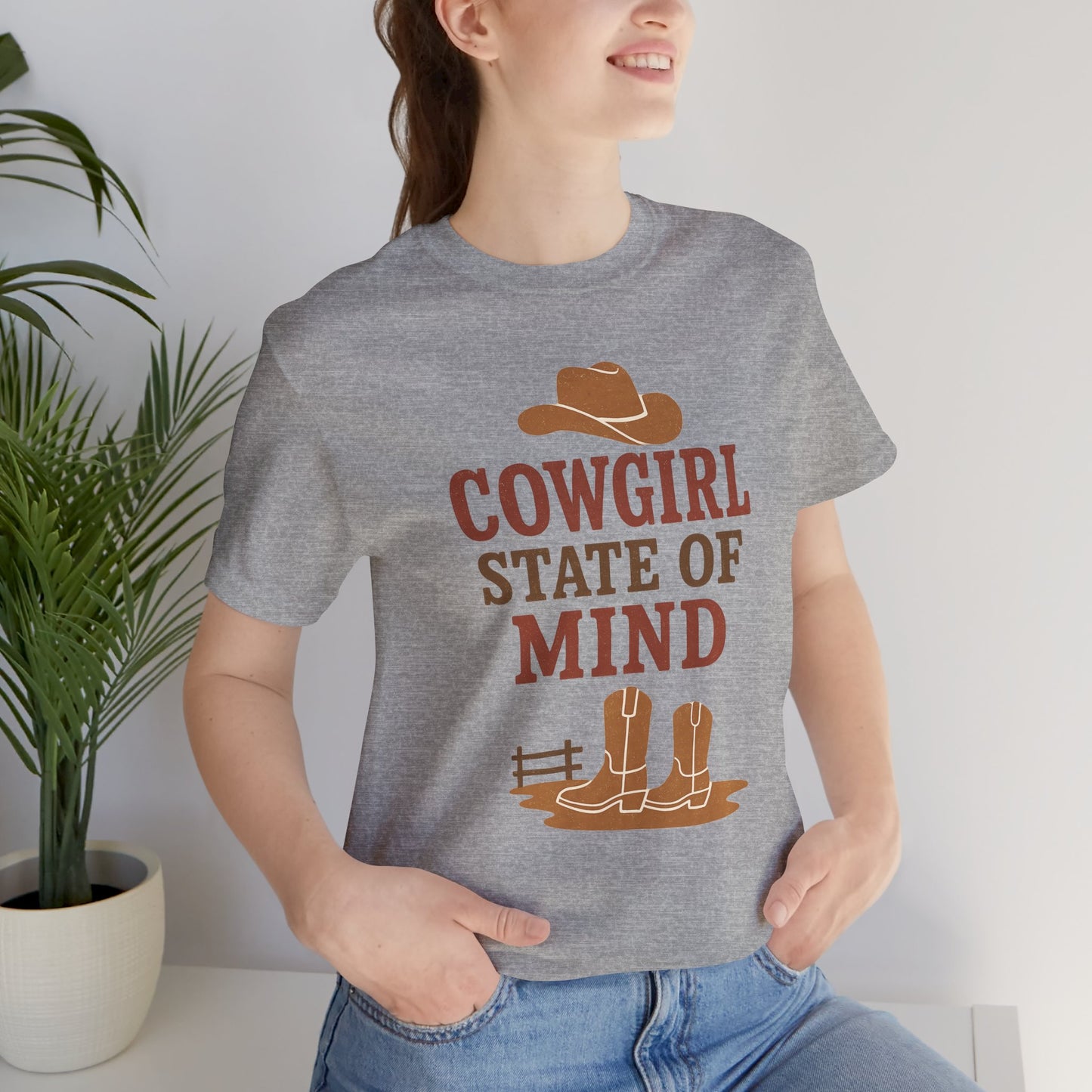 Cowgirl State of Mind Tee – Western Cowgirl Hat & Boots Graphic Shirt