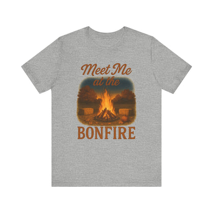 Meet Me at the Bonfire Tee – Rustic Fall Campfire Graphic Shirt