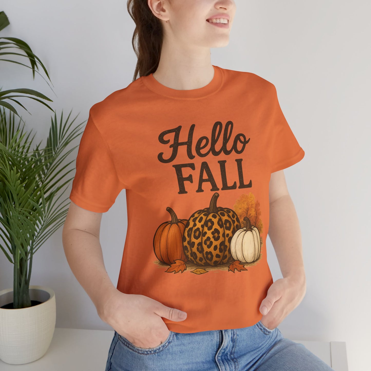 Hello Fall with Cheetah Pumpkin Tee