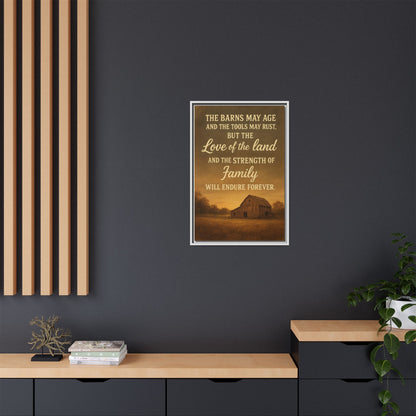 Enduring Farm Values - Rustic Barn Framed Canvas Wall Art
