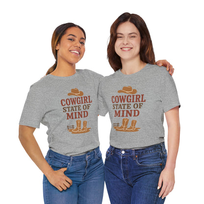 Cowgirl State of Mind Tee – Western Cowgirl Hat & Boots Graphic Shirt