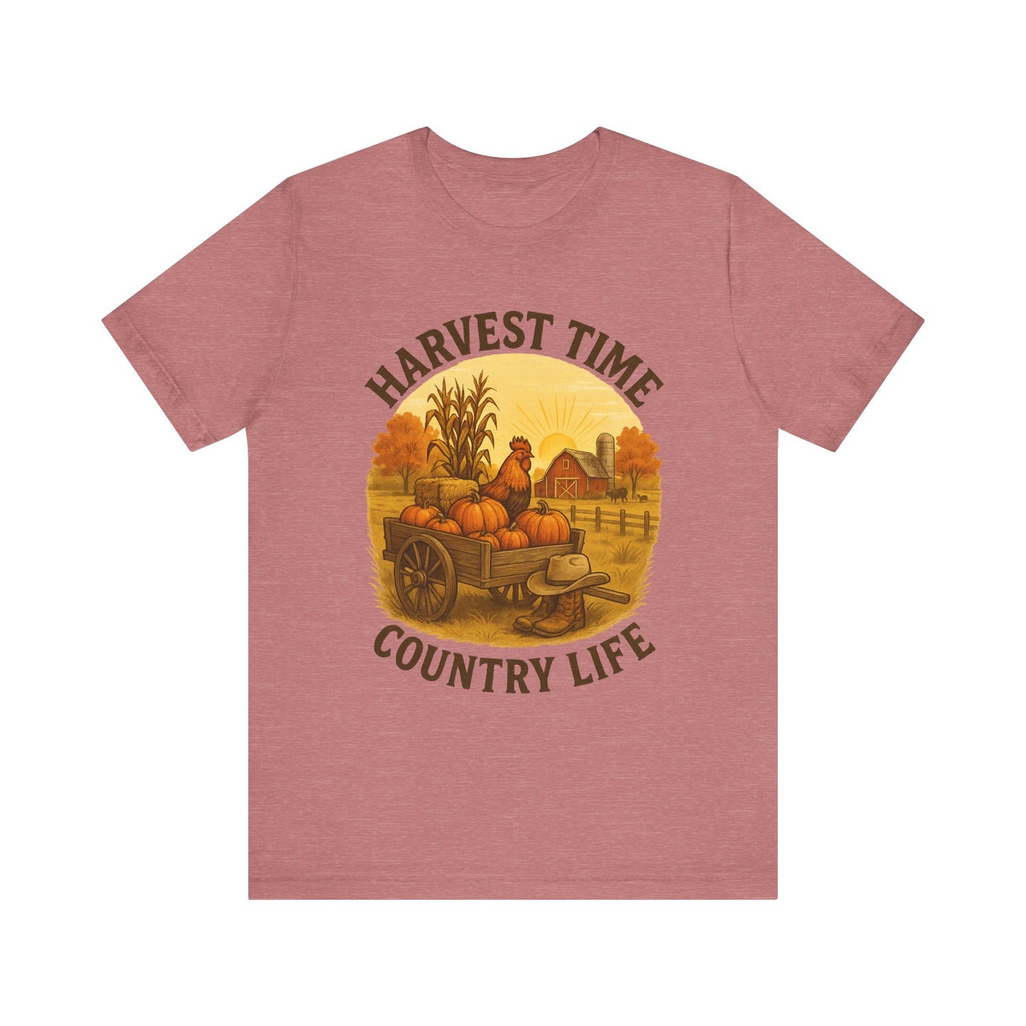 Harvest Time Country Life Tee – Rustic Farm & Pumpkin Cart Fall Shirt