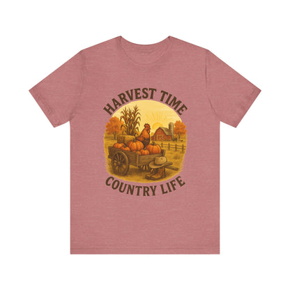 Harvest Time Country Life Tee – Rustic Farm & Pumpkin Cart Fall Shirt