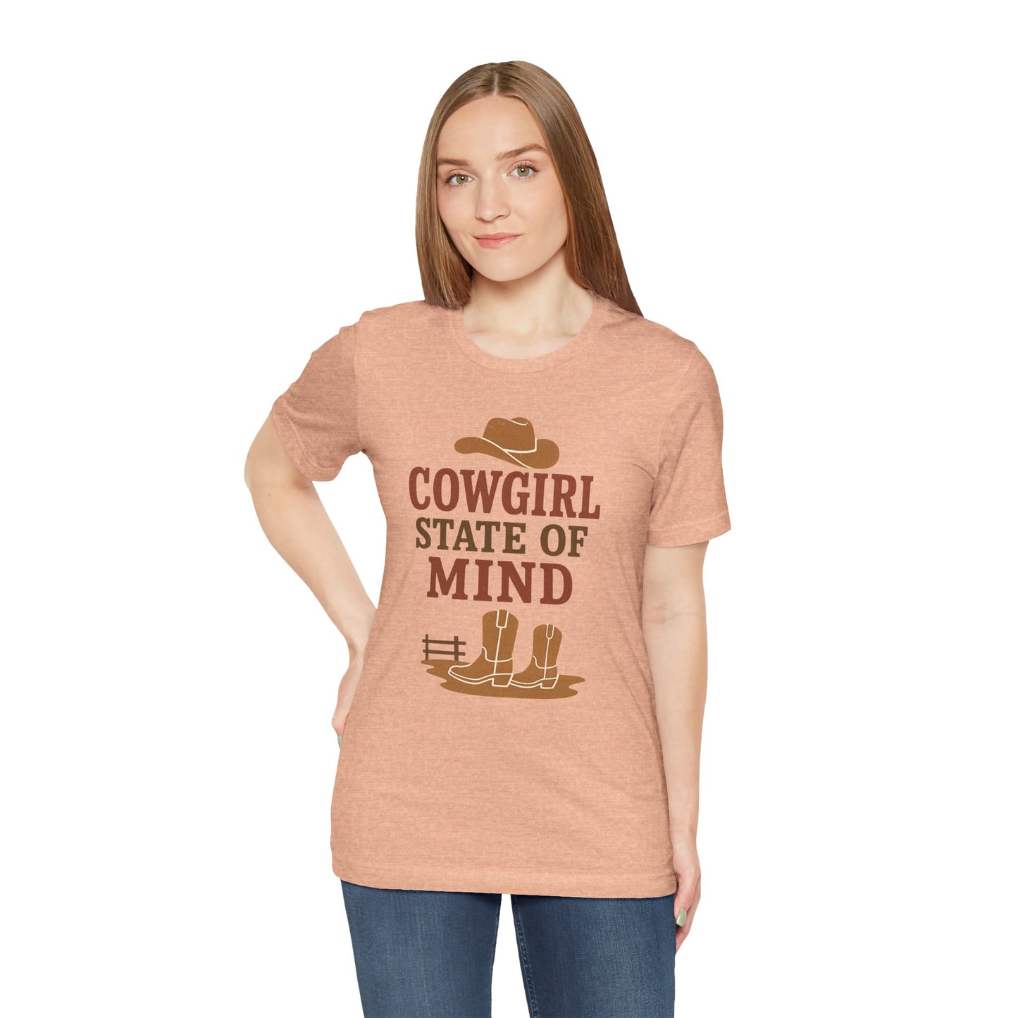 Cowgirl State of Mind Tee – Western Cowgirl Hat & Boots Graphic Shirt