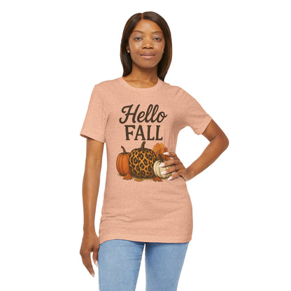 Hello Fall with Cheetah Pumpkin Tee
