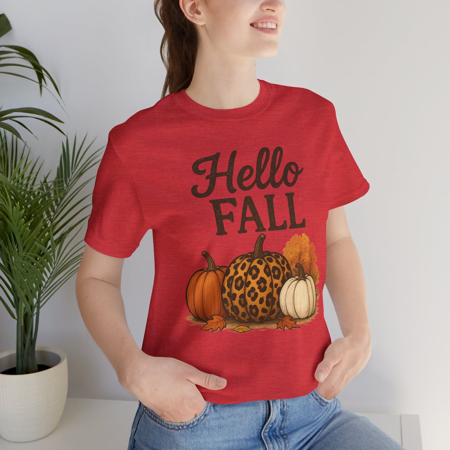 Hello Fall with Cheetah Pumpkin Tee