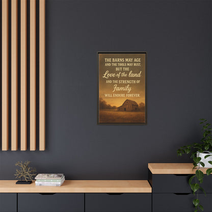 Enduring Farm Values - Rustic Barn Framed Canvas Wall Art