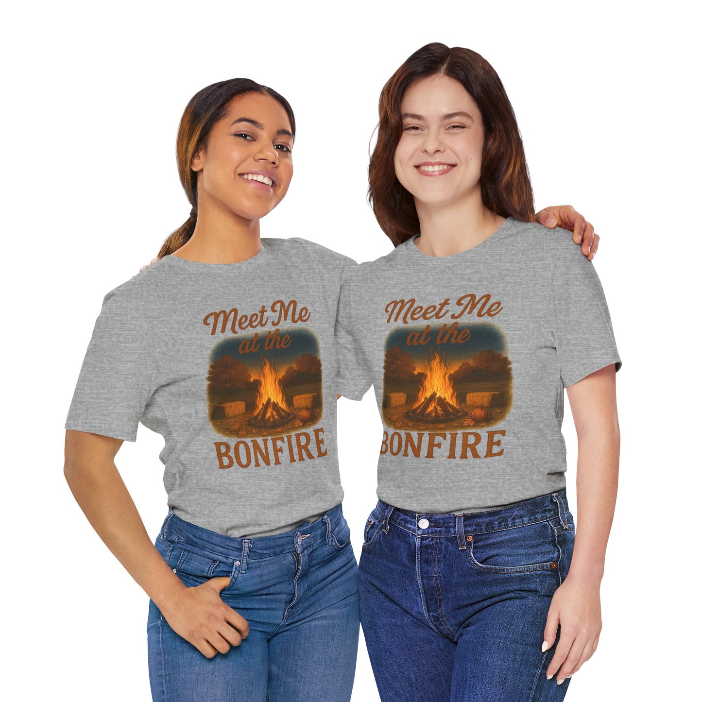 Meet Me at the Bonfire Tee – Rustic Fall Campfire Graphic Shirt