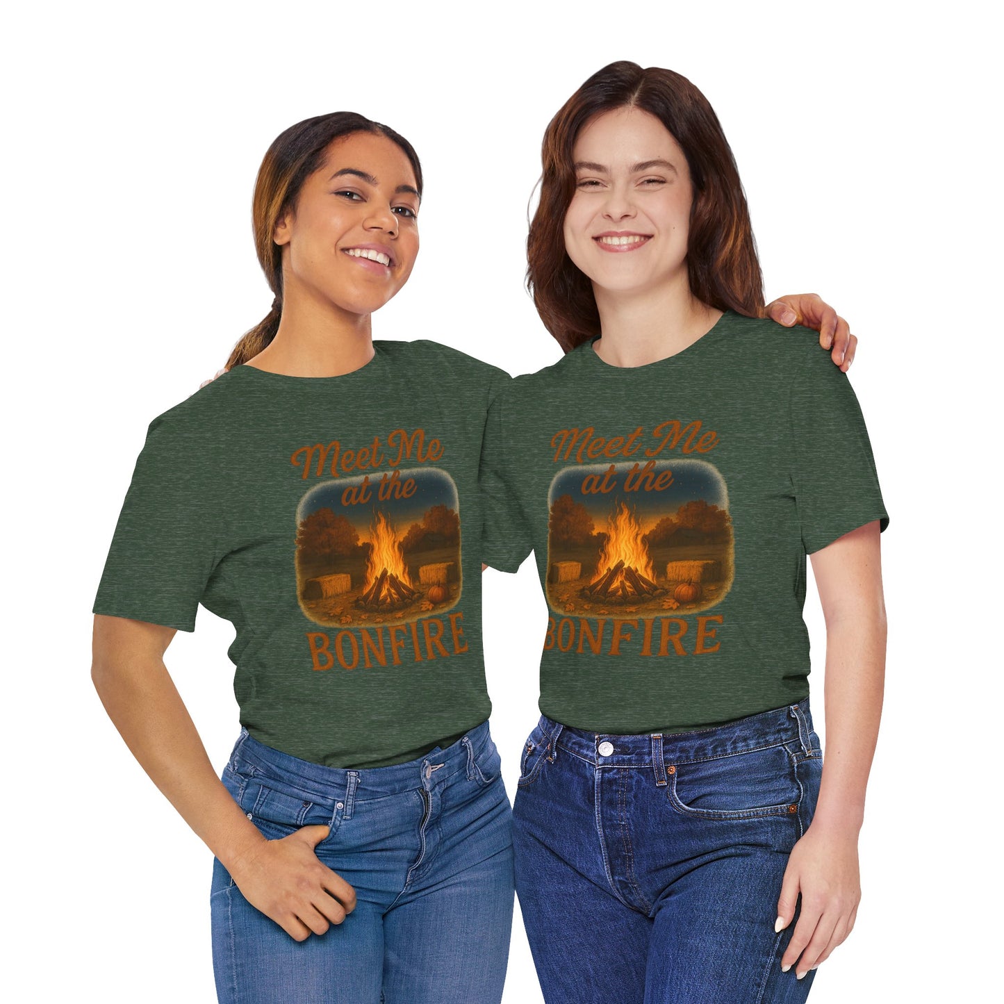 Meet Me at the Bonfire Tee – Rustic Fall Campfire Graphic Shirt