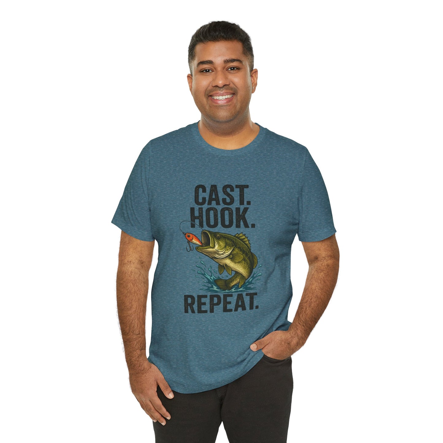 Cast Hook Repeat Fishing Tee