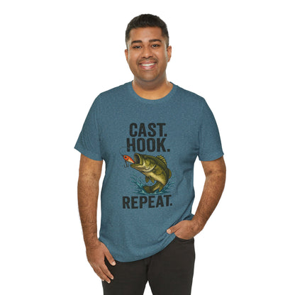 Cast Hook Repeat Fishing Tee