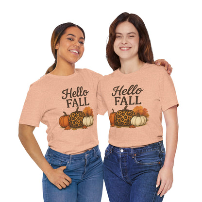 Hello Fall with Cheetah Pumpkin Tee