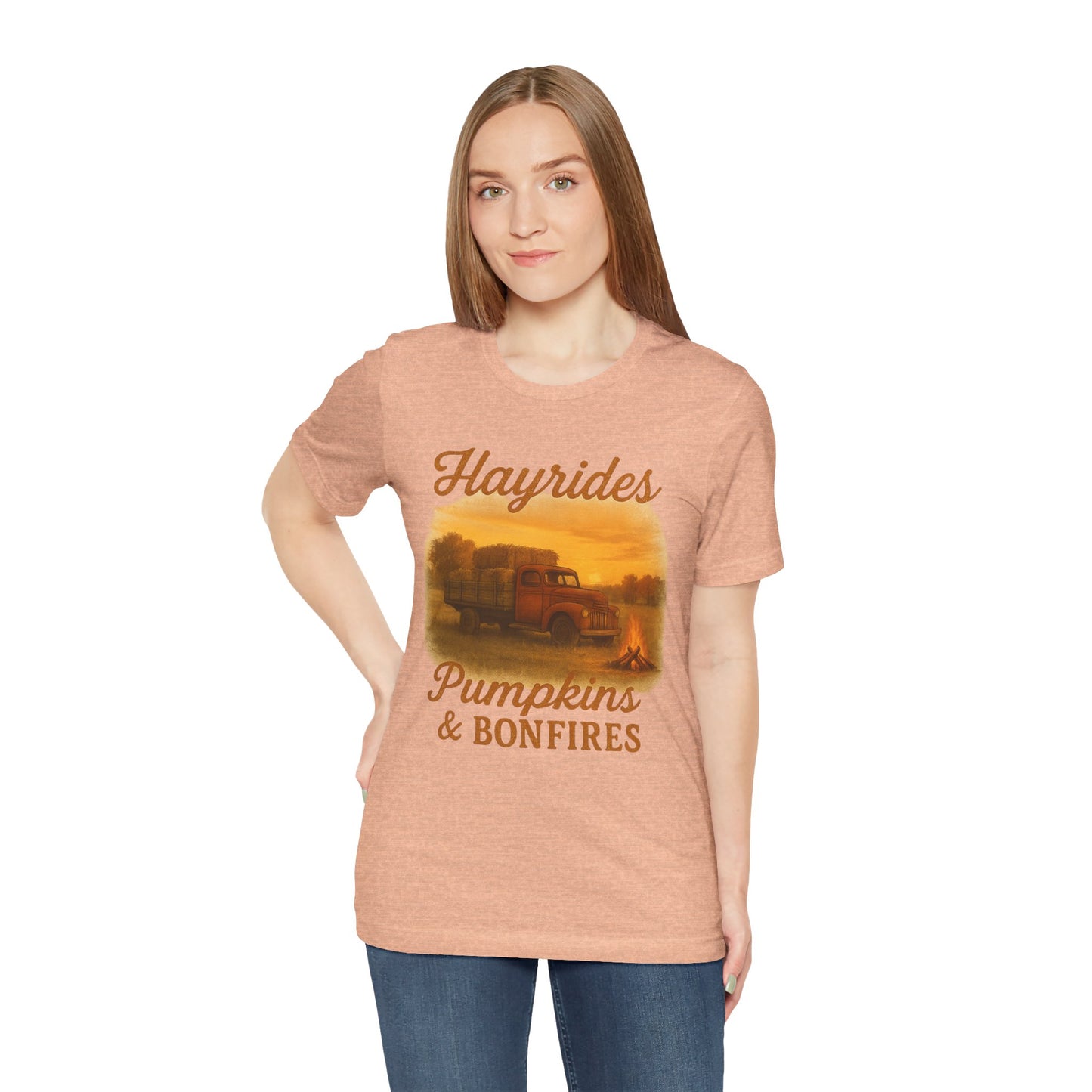 Hayrides, Pumpkins & Bonfires Tee – Rustic Fall Truck Graphic Shirt