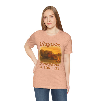 Hayrides, Pumpkins & Bonfires Tee – Rustic Fall Truck Graphic Shirt