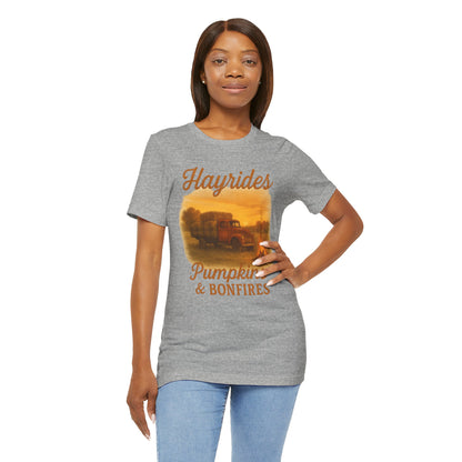 Hayrides, Pumpkins & Bonfires Tee – Rustic Fall Truck Graphic Shirt