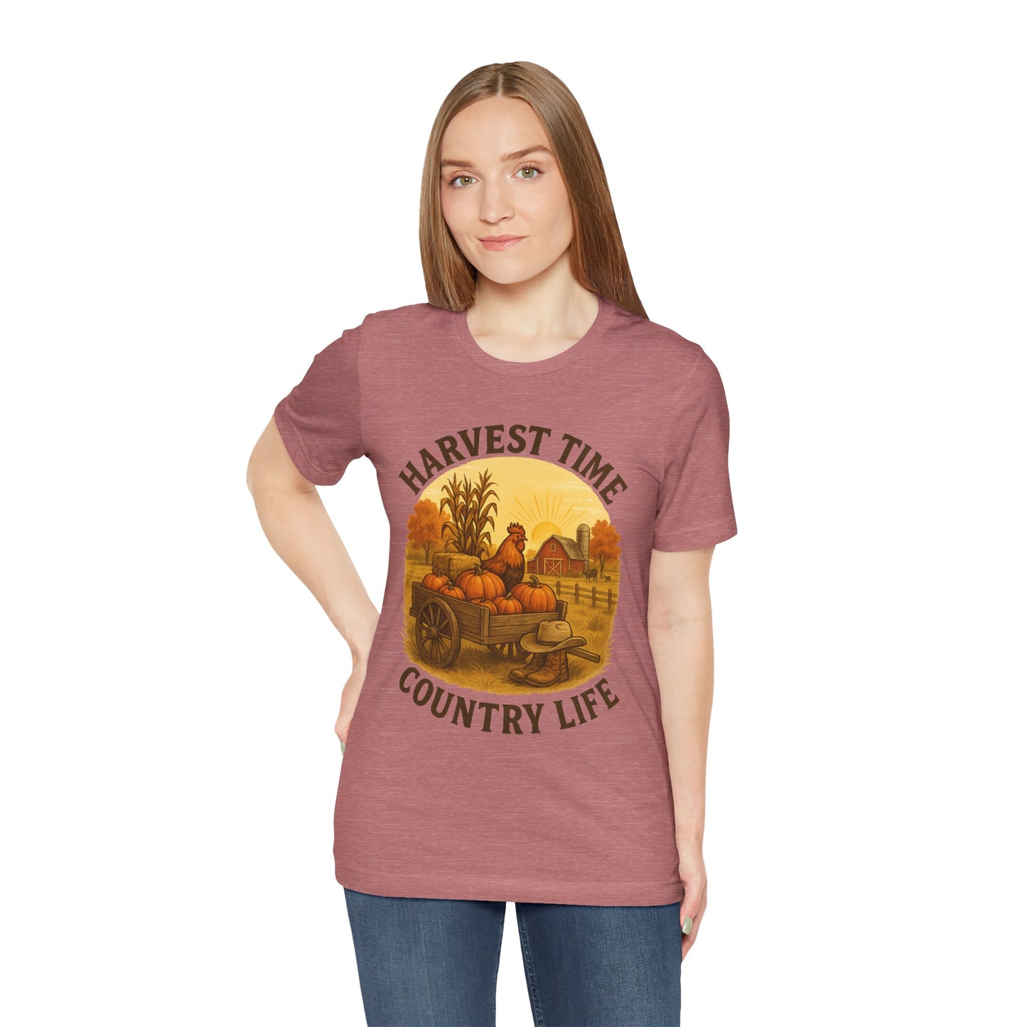 Harvest Time Country Life Tee – Rustic Farm & Pumpkin Cart Fall Shirt