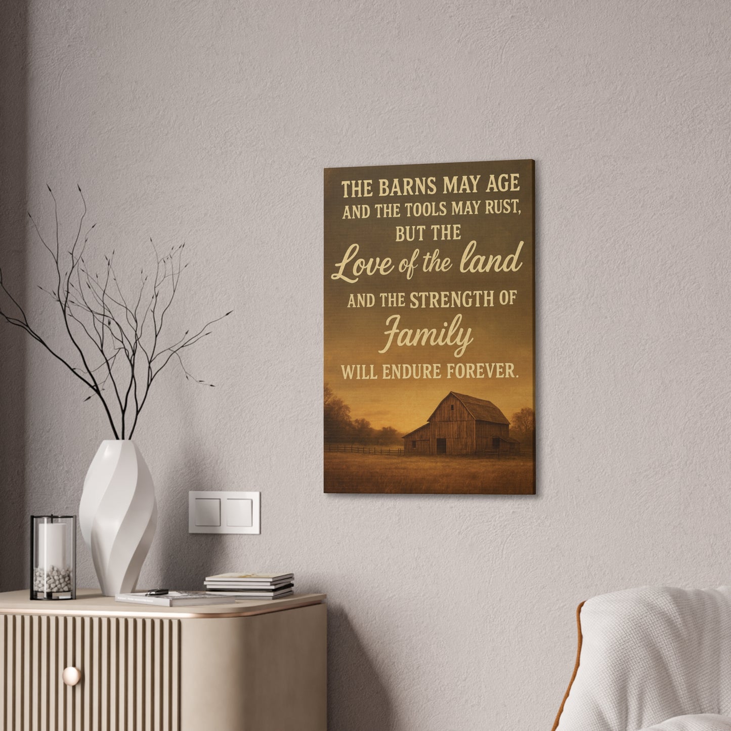 Enduring Farm Values- Rustic Barn Canvas Wall Art