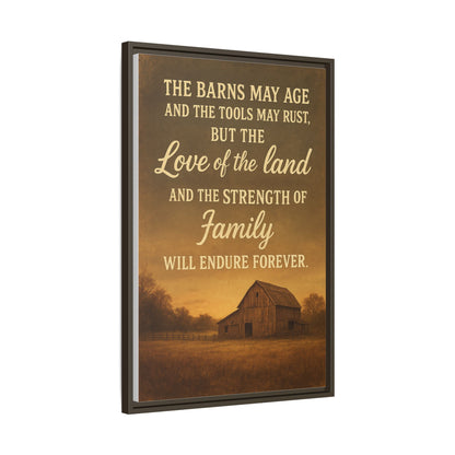 Enduring Farm Values - Rustic Barn Framed Canvas Wall Art