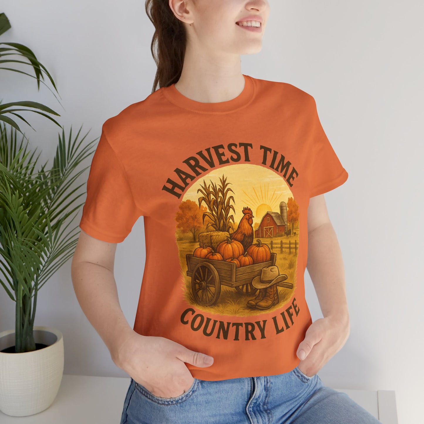 Harvest Time Country Life Tee – Rustic Farm & Pumpkin Cart Fall Shirt
