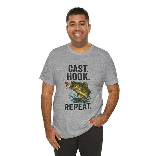 Cast Hook Repeat Fishing Tee