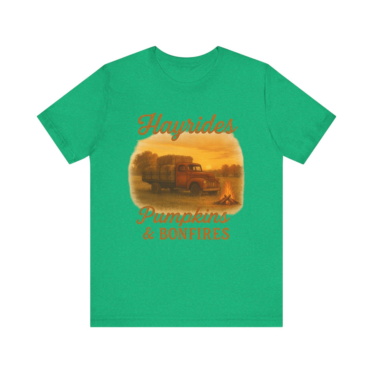 Hayrides, Pumpkins & Bonfires Tee – Rustic Fall Truck Graphic Shirt