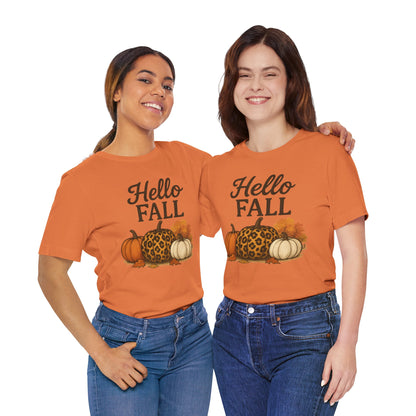 Hello Fall with Cheetah Pumpkin Tee