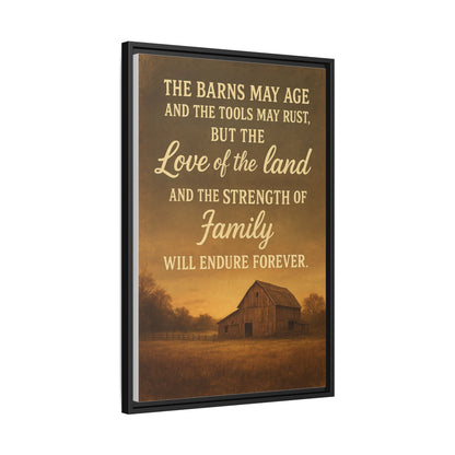 Enduring Farm Values - Rustic Barn Framed Canvas Wall Art