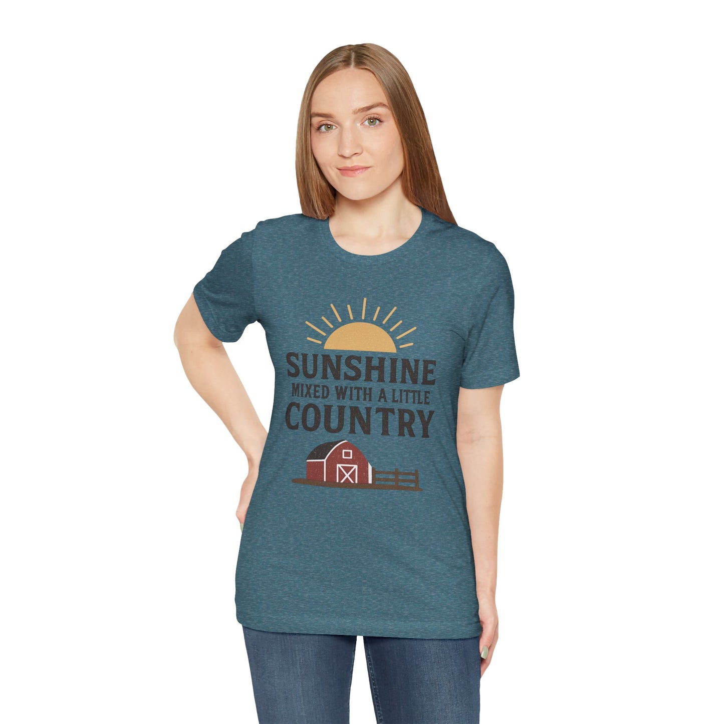 Sunshine Mixed with a Little Country Tee – Rustic Barn & Sunrise Farm Shirt