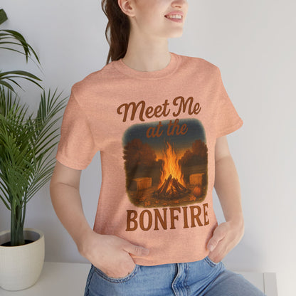 Meet Me at the Bonfire Tee – Rustic Fall Campfire Graphic Shirt