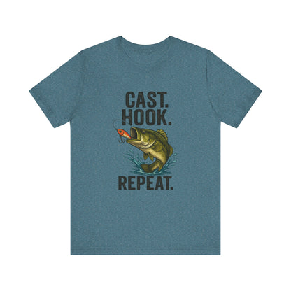Cast Hook Repeat Fishing Tee
