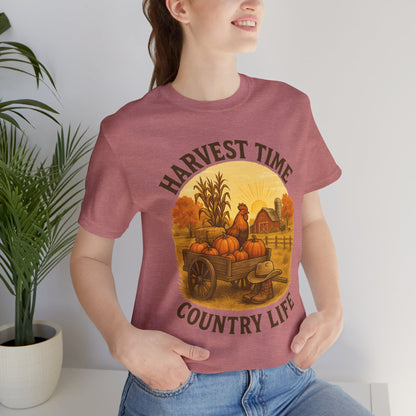 Harvest Time Country Life Tee – Rustic Farm & Pumpkin Cart Fall Shirt