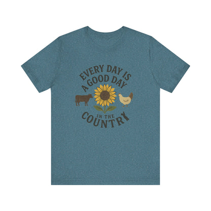 Every Day is a Good Day in the Country Tee – Farm Life Sunflower Graphic Shirt