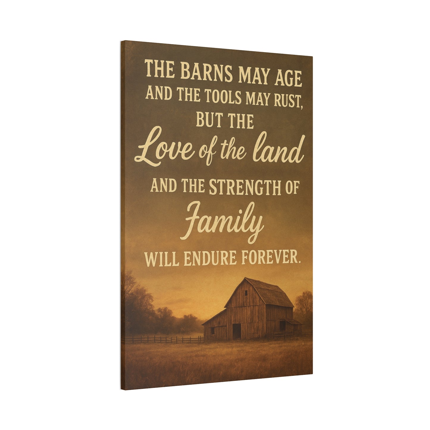 Enduring Farm Values- Rustic Barn Canvas Wall Art