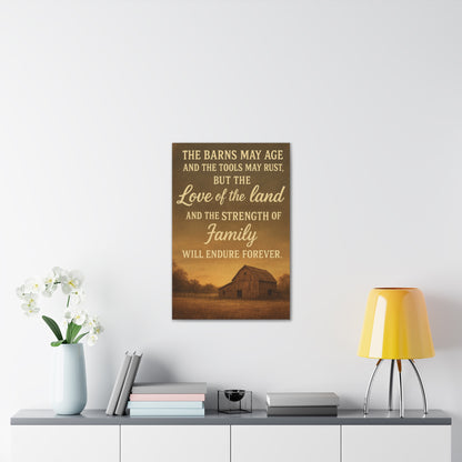 Enduring Farm Values- Rustic Barn Canvas Wall Art