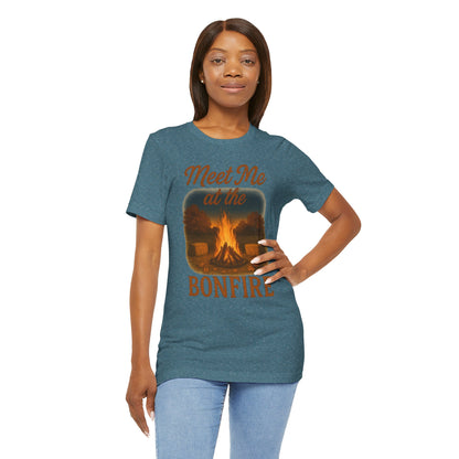 Meet Me at the Bonfire Tee – Rustic Fall Campfire Graphic Shirt