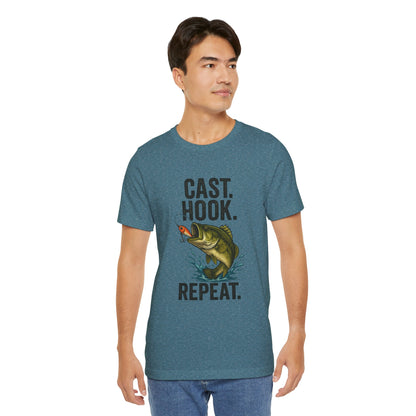 Cast Hook Repeat Fishing Tee