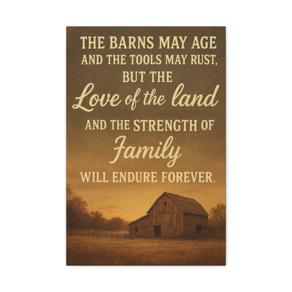 Enduring Farm Values- Rustic Barn Canvas Wall Art