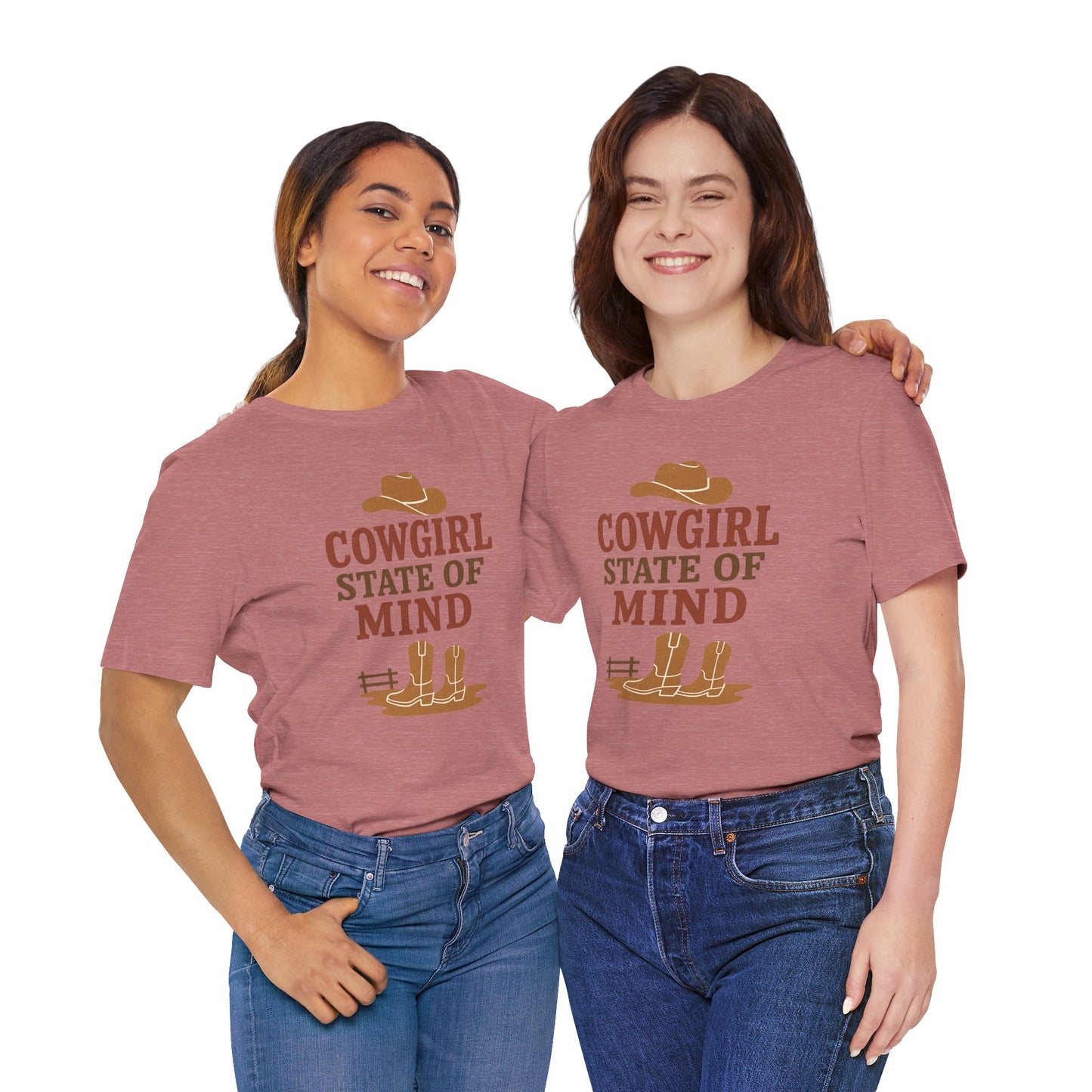Cowgirl State of Mind Tee – Western Cowgirl Hat & Boots Graphic Shirt