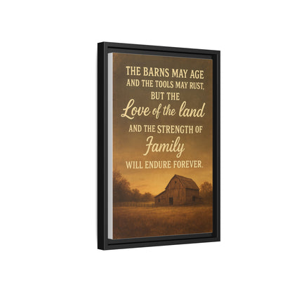 Enduring Farm Values - Rustic Barn Framed Canvas Wall Art